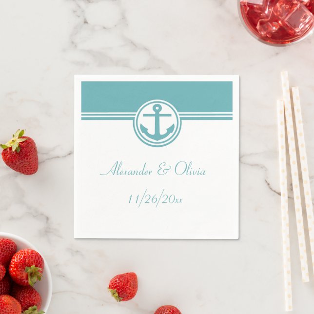 Teal Nautical Anchor Napkin (Insitu)