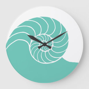 Teal Nautilus Sea Shell Large Clock