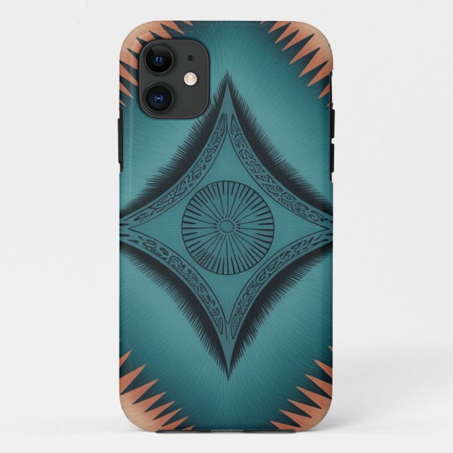 Teal Navajo Peach Sunburst Case-Mate iPhone Case (Back)