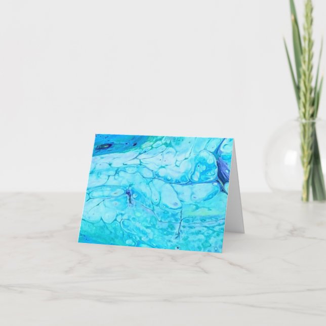 Teal Navy Abstract Blank Notecard (Front)