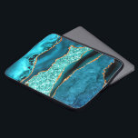 Teal Navy Blue Gold Glitter Marble Laptop Sleeve<br><div class="desc">Laptop Sleeves with Agate Teal and Navy Blue Gold Glitter Marble Aqua Turquoise Geode Customizable Gift - or Add Your Name / Text - Make Your Special Laptop Sleeve Gift ! Resize and move or remove / add text / elements with Customization tool ! Design by MIGNED ! Please see...</div>