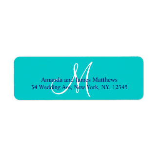 Teal Navy Blue Simple Script Monogram for Weddings