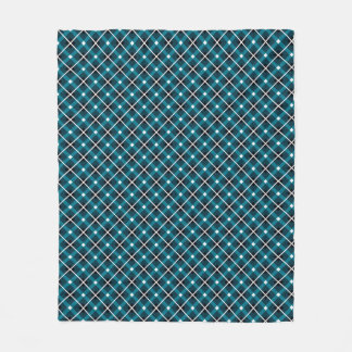 Teal & Navy Geometric Grid Pattern Fleece Blanket