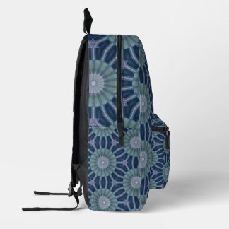 Teal & Navy Geometric Kaleidoscope Pattern Necktie Printed Backpack