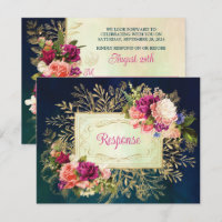 Teal, Navy, Green, Gold Bold Florals Wedding