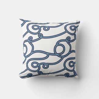 Teal, Navy & White Beach Theme Throw Pillow