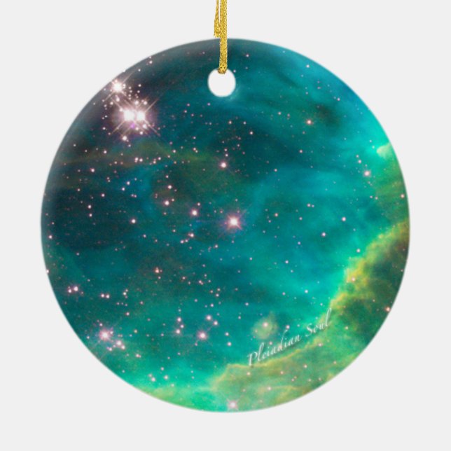 Teal Nebula Round Ornament #4 (Back)