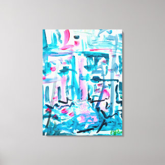 Teal & Neon Pink Abstract Canvas Print