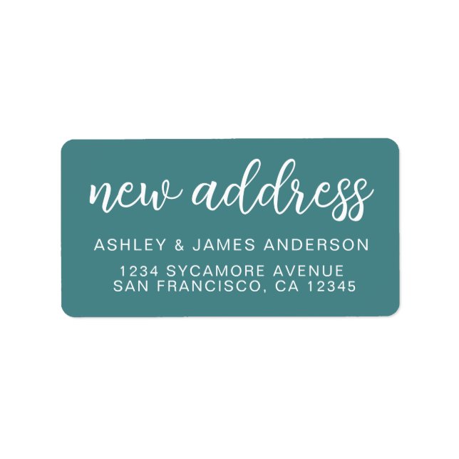 Teal New Address Label (Front)