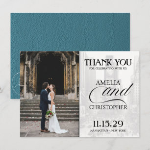 Teal New York City Passport Thank You Card