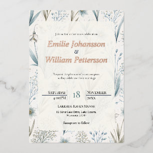 Teal Nordic Floral Wedding Elegant Minimal