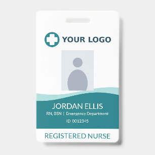 Teal Nurse Hospital Logo Employee Photo ID Badge