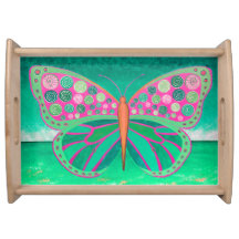 Teal Ocean Butterfly Serving Tray