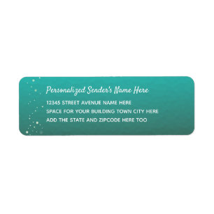 Teal Ocean Pattern Personalized Return Address