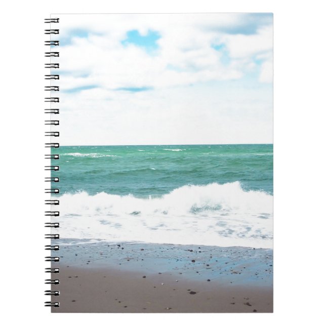 Teal Ocean, Sandy Beach Notebook (Front)