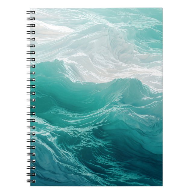 Teal Ocean Waves Abstract Dream  Notebook (Front)