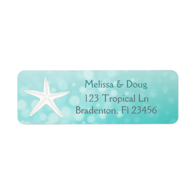 Teal Oceanic Starfish Return Address Labels (Front)