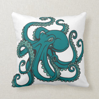 Teal Octopus Throw Pillow
