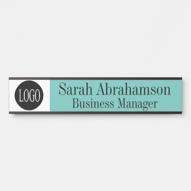 Teal Office Door Sign Long 10" Name Plate (Front)