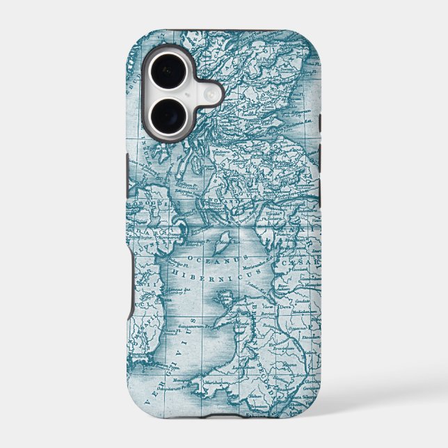 Teal Old World Antique Map iphone 5 Case (Back)