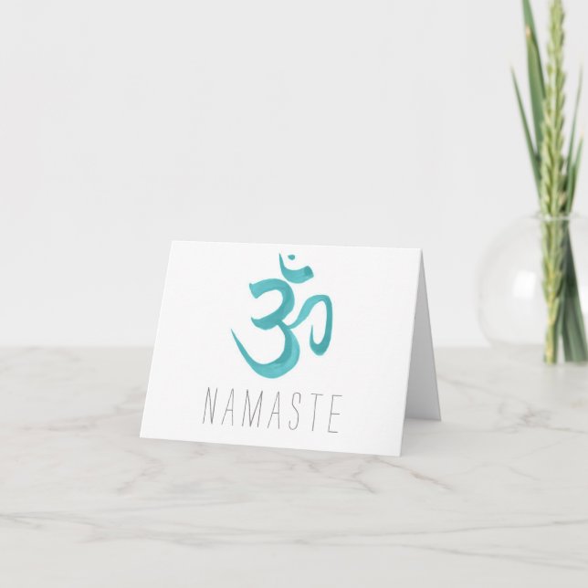 Teal Om Symbol Namaste Card (Front)