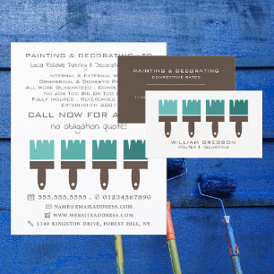 Teal Ombre Brushes, Painter & Decorator Flyer