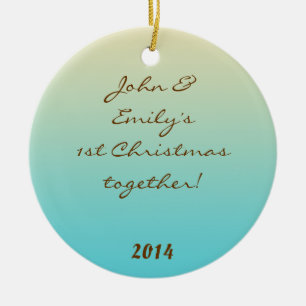 Teal Ombre Gradient Fad Personalized Name Ornament