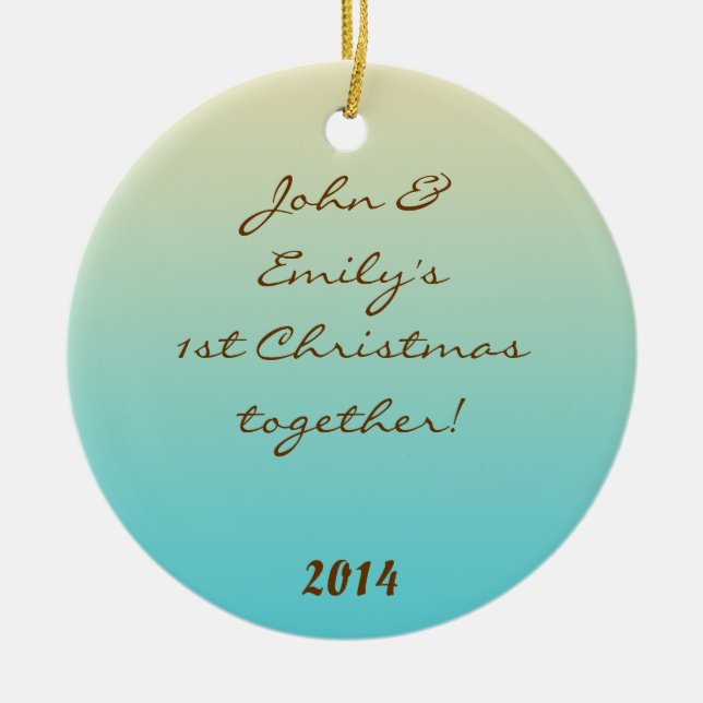 Teal Ombre Gradient Fad Personalized Name Ornament (Front)