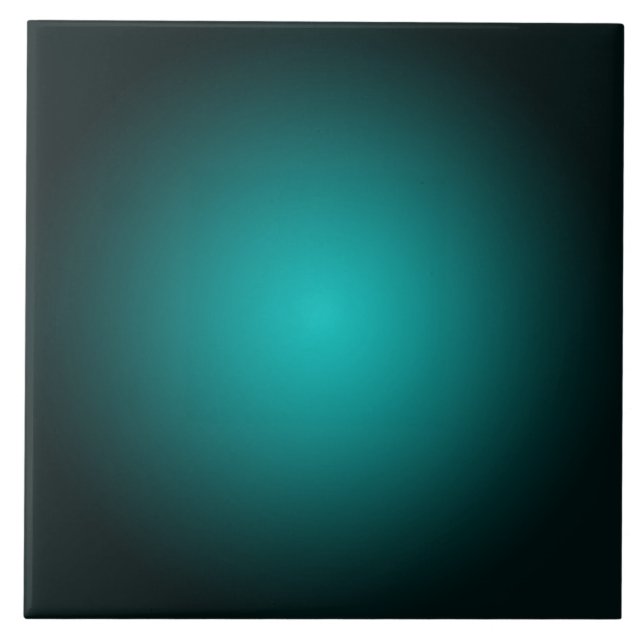 Teal Ombre Green Gradient Modern Minimalist Tile (Front)