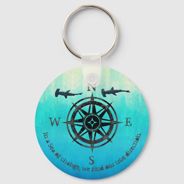 Teal Ombre Sea Keychain (Front)