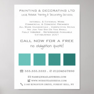 Teal Ombre Squares, Painter & Decorator Poster
