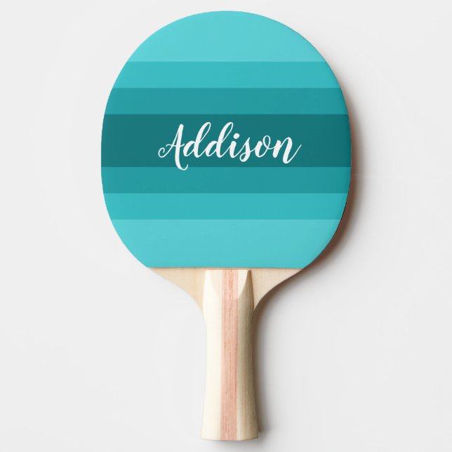 Teal Ombre Stiped Custom Ping Pong Paddle (Front)