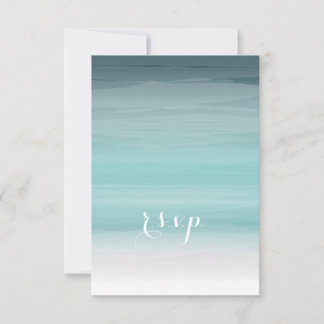 Teal Ombré Wedding RSVP (Front)