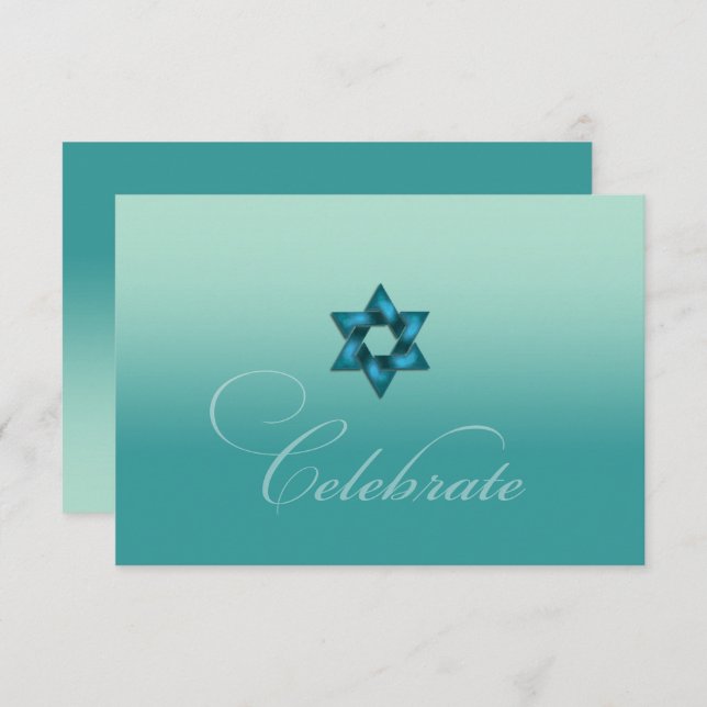 Teal Ombre with Star RSVP Card (Front/Back)