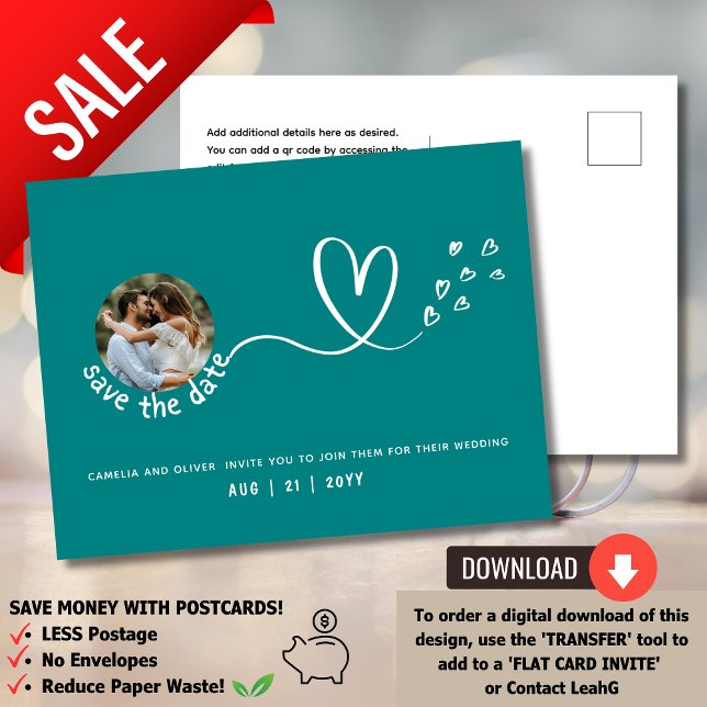 TEAL | On a Budget? Opt for a PHOTO Save the Date  Postcard (Creator Uploaded)
