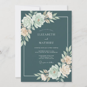 Teal Opalescent Bloom Wedding Invitation