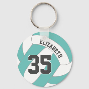 teal or ANY colour w white girls boys volleyball Keychain