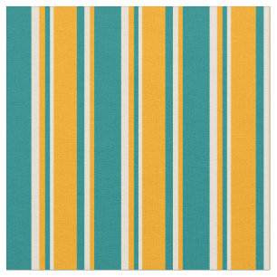 Teal, Orange, and Bisque Stripes/Lines Pattern Fabric