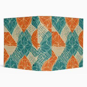 Teal, Orange, and Tan Abstract Flowers Binder