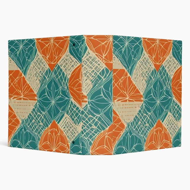 Teal, Orange, and Tan Abstract Flowers Binder (Background)