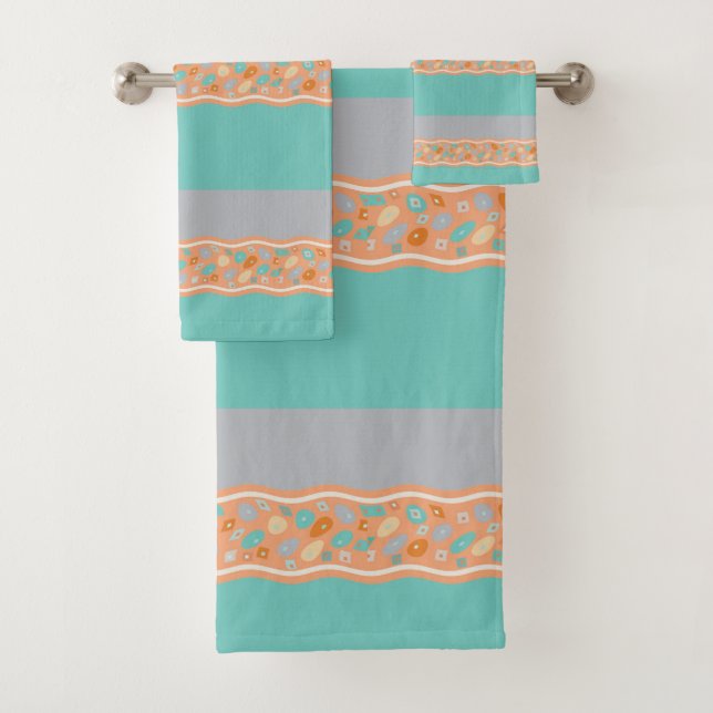 Teal, orange, ensemble gris de serviette (En situation)