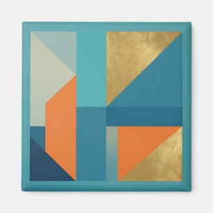 Teal Orange Gold Geometric Abstract Magnet