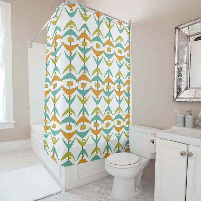 Teal Orange Green Boomerang Mid Century Modern (In Situ)