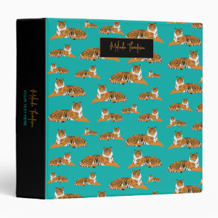 Teal Orange Jungle Safari Tiger Animal Cute Binder