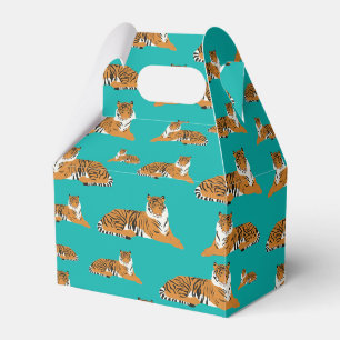 Teal Orange Jungle Tiger Animal Pattern   Favor Box