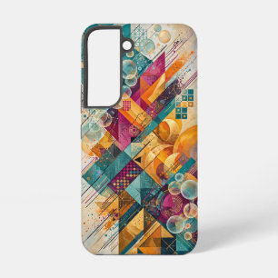 Teal Orange Magenta Abstract Geometric Art Samsung Galaxy Case