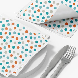 Teal Orange Polka Dot Pattern Napkins