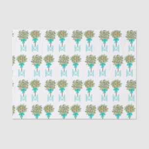 Teal Orange Topiary Robin's Egg Blue   Tissue Paper