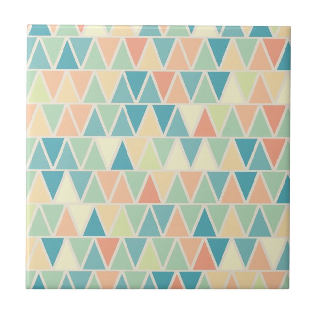 Teal Orange Triangle Pattern Tile (Front)