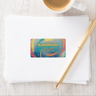 Teal, Orange, Yellow & Coral Return Address Label